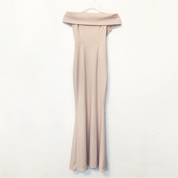 Revolve Katie May Legacy Crepe Bodycon Off The Shoulder Gown Dress in Blush sz 0 - Picture 2 of 10